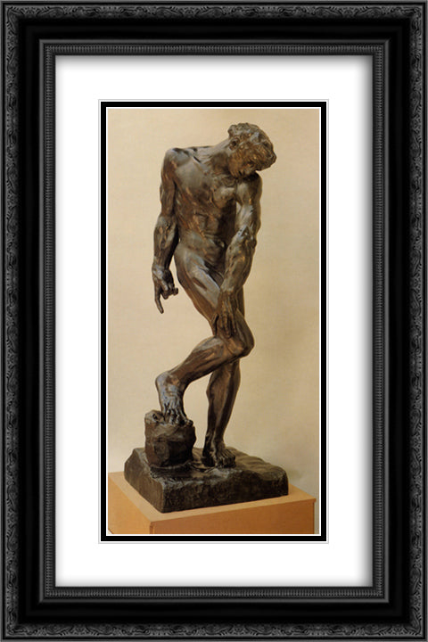 Adam [detail: 1] 16x24 Black Ornate Wood Framed Art Print Poster with Double Matting by Rodin, Auguste