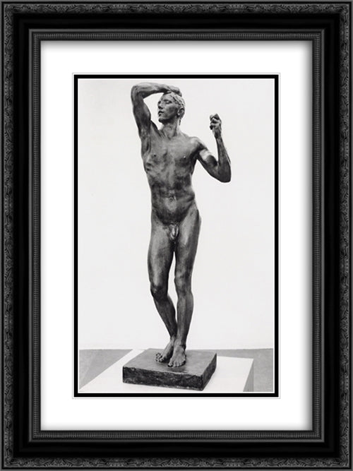 L'Age d'Airain [detail: 1] 18x24 Black Ornate Wood Framed Art Print Poster with Double Matting by Rodin, Auguste