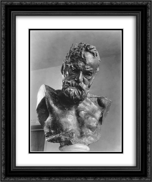 Portrait of a Man 20x24 Black Ornate Wood Framed Art Print Poster with Double Matting by Rodin, Auguste