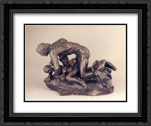 Ugolino 24x20 Black Ornate Wood Framed Art Print Poster with Double Matting by Rodin, Auguste