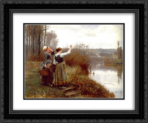 Hailing the Ferry 24x20 Black Ornate Wood Framed Art Print Poster with Double Matting by Knight, Daniel Ridgway