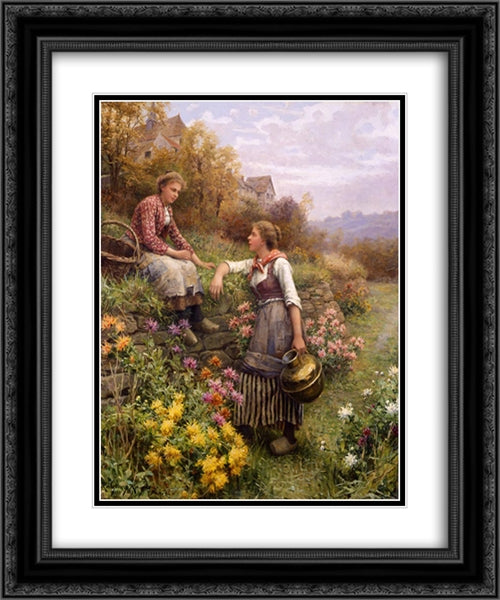 Gossips 20x24 Black Ornate Wood Framed Art Print Poster with Double Matting by Knight, Daniel Ridgway