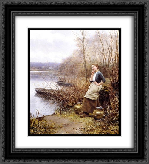 A Lovely Thought 20x22 Black Ornate Wood Framed Art Print Poster with Double Matting by Knight, Daniel Ridgway