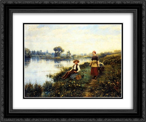 A Passing Conversation 24x20 Black Ornate Wood Framed Art Print Poster with Double Matting by Knight, Daniel Ridgway