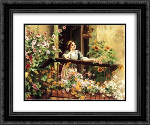 A Pensive Moment 24x20 Black Ornate Wood Framed Art Print Poster with Double Matting by Knight, Daniel Ridgway