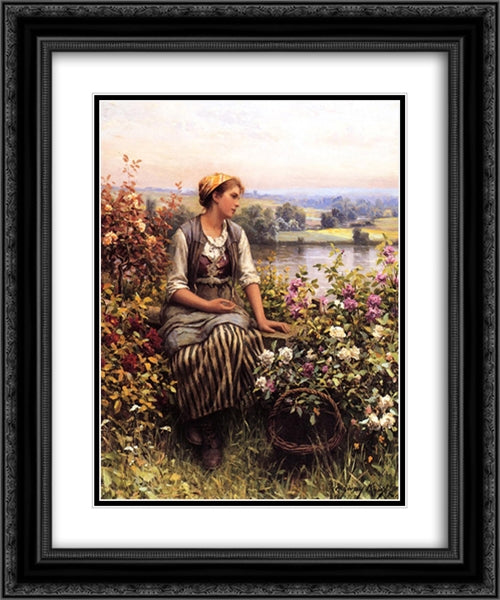 Daydreaming 20x24 Black Ornate Wood Framed Art Print Poster with Double Matting by Knight, Daniel Ridgway