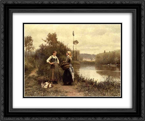 [A Conversation] 24x20 Black Ornate Wood Framed Art Print Poster with Double Matting by Knight, Daniel Ridgway