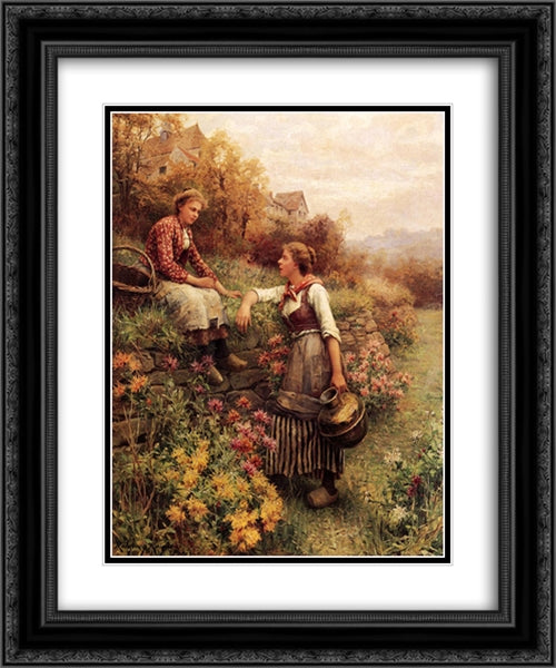 Marie and Diane 20x24 Black Ornate Wood Framed Art Print Poster with Double Matting by Knight, Daniel Ridgway