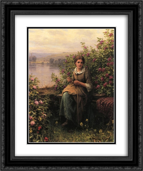 Mending 20x24 Black Ornate Wood Framed Art Print Poster with Double Matting by Knight, Daniel Ridgway