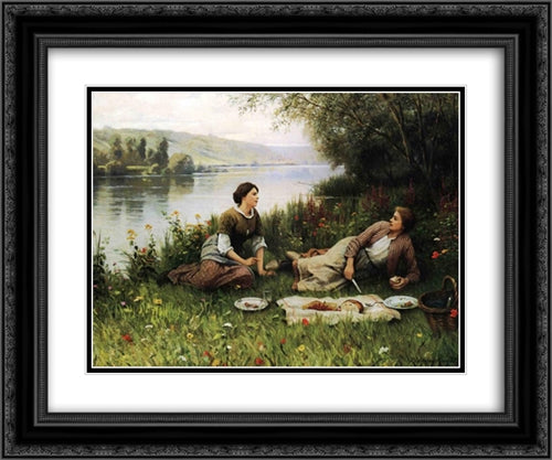 Normandy Garden 24x20 Black Ornate Wood Framed Art Print Poster with Double Matting by Knight, Daniel Ridgway