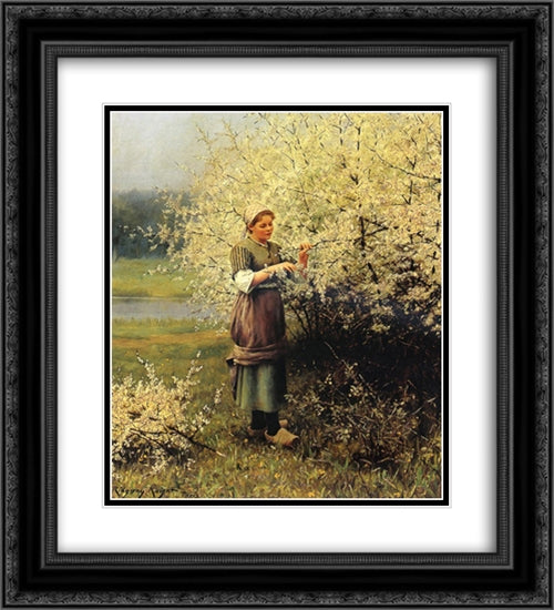 Spring Blossoms 20x22 Black Ornate Wood Framed Art Print Poster with Double Matting by Knight, Daniel Ridgway