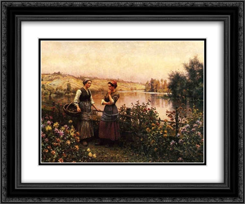 Stopping for Conversation 24x20 Black Ornate Wood Framed Art Print Poster with Double Matting by Knight, Daniel Ridgway