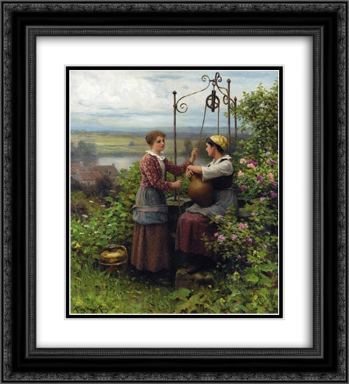 The Conversation 20x22 Black Ornate Wood Framed Art Print Poster with Double Matting by Knight, Daniel Ridgway