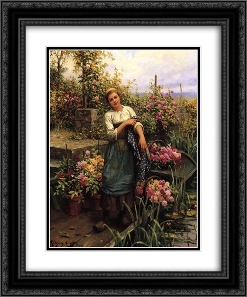 The Flower Boat 20x24 Black Ornate Wood Framed Art Print Poster with Double Matting by Knight, Daniel Ridgway