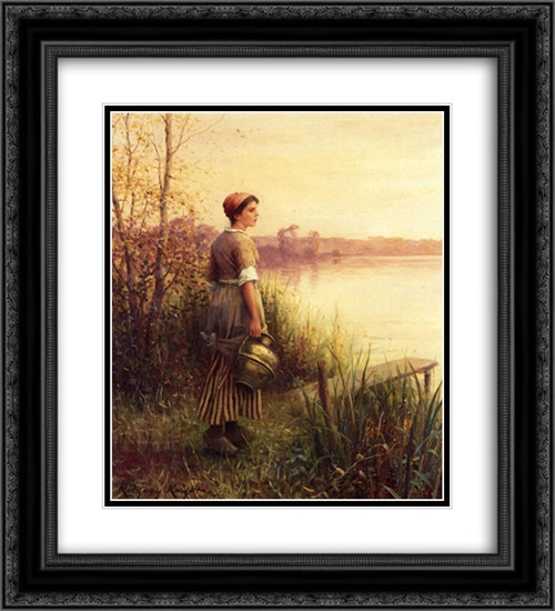 The Golden Sunset 20x22 Black Ornate Wood Framed Art Print Poster with Double Matting by Knight, Daniel Ridgway