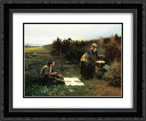 The Honeymoon Breakfast 24x20 Black Ornate Wood Framed Art Print Poster with Double Matting by Knight, Daniel Ridgway