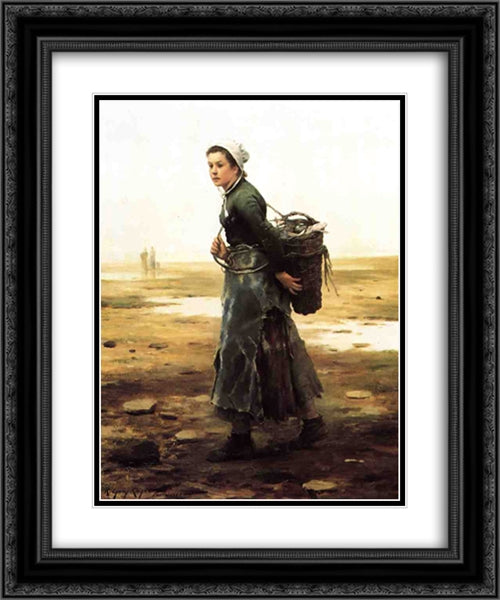 The Oyster Gatherer 20x24 Black Ornate Wood Framed Art Print Poster with Double Matting by Knight, Daniel Ridgway