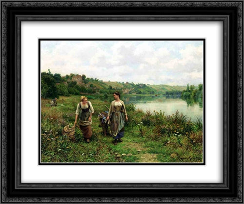 The Seine at Vernon 24x20 Black Ornate Wood Framed Art Print Poster with Double Matting by Knight, Daniel Ridgway