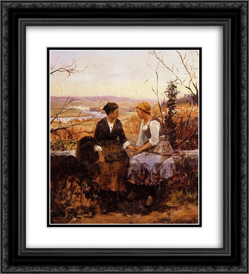 The Two Friends 20x22 Black Ornate Wood Framed Art Print Poster with Double Matting by Knight, Daniel Ridgway