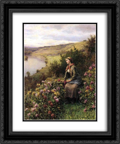 Waiting 20x24 Black Ornate Wood Framed Art Print Poster with Double Matting by Knight, Daniel Ridgway