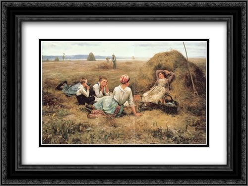 The Harvesters Resting 24x18 Black Ornate Wood Framed Art Print Poster with Double Matting by Knight, Daniel Ridgway