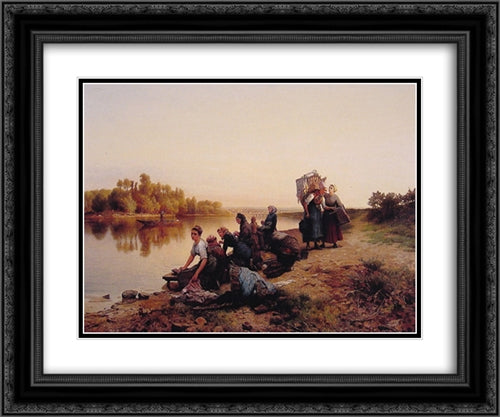 Wash Day 24x20 Black Ornate Wood Framed Art Print Poster with Double Matting by Knight, Daniel Ridgway