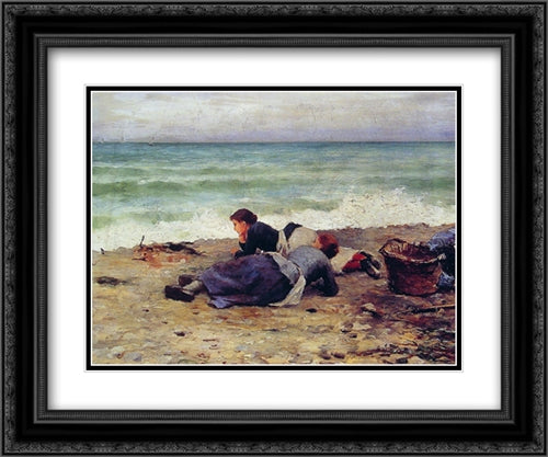 Etretat Sur Mer 24x20 Black Ornate Wood Framed Art Print Poster with Double Matting by Knight, Daniel Ridgway