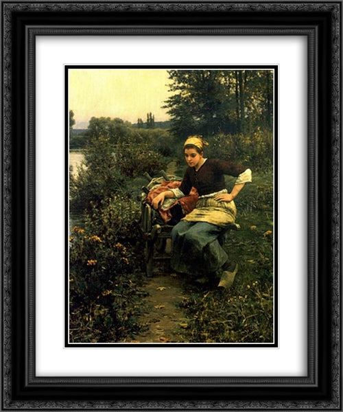 Woman in Landscape 20x24 Black Ornate Wood Framed Art Print Poster with Double Matting by Knight, Daniel Ridgway