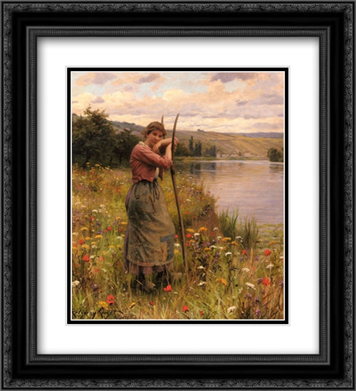 A Moment Of Rest 20x22 Black Ornate Wood Framed Art Print Poster with Double Matting by Knight, Daniel Ridgway