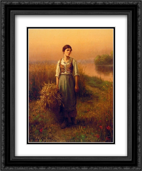 Normandy Maid 20x24 Black Ornate Wood Framed Art Print Poster with Double Matting by Knight, Daniel Ridgway