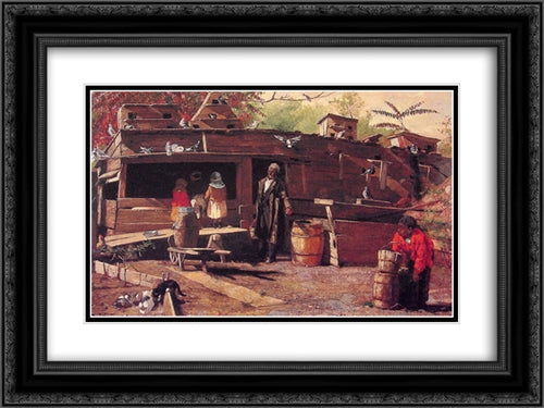 Uncle Ned at Home 24x18 Black Ornate Wood Framed Art Print Poster with Double Matting by Homer, Winslow