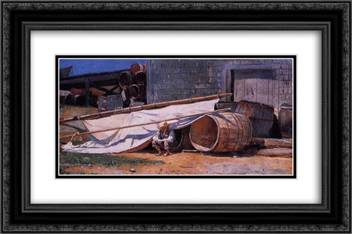 Boy in a Boatyard 24x16 Black Ornate Wood Framed Art Print Poster with Double Matting by Homer, Winslow