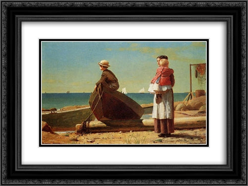 Dad's Coming! 24x18 Black Ornate Wood Framed Art Print Poster with Double Matting by Homer, Winslow