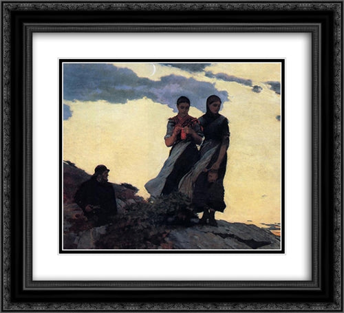 Early Evening 22x20 Black Ornate Wood Framed Art Print Poster with Double Matting by Homer, Winslow