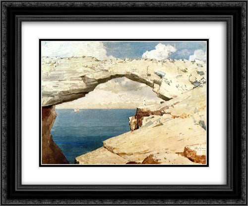 Glass Windows, Bahamas 24x20 Black Ornate Wood Framed Art Print Poster with Double Matting by Homer, Winslow