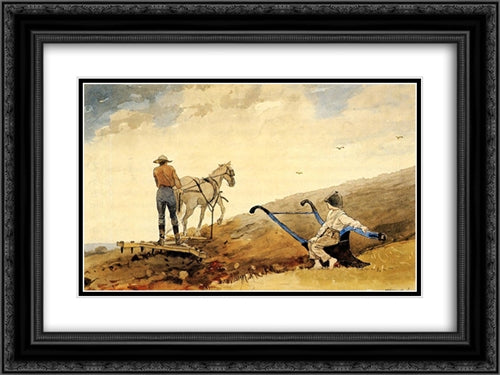 Harrowing 24x18 Black Ornate Wood Framed Art Print Poster with Double Matting by Homer, Winslow