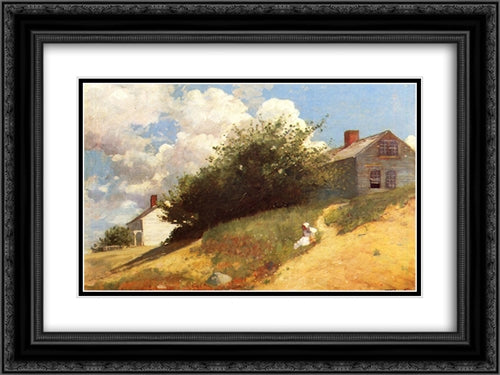 Houses on a Hill 24x18 Black Ornate Wood Framed Art Print Poster with Double Matting by Homer, Winslow