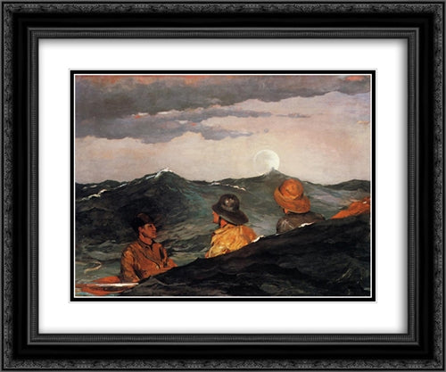 Kissing the Moon 24x20 Black Ornate Wood Framed Art Print Poster with Double Matting by Homer, Winslow