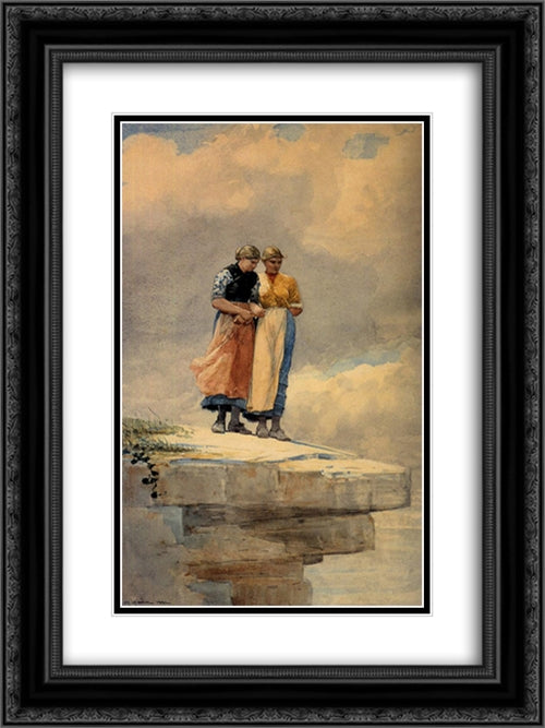 Looking over the Cliff 18x24 Black Ornate Wood Framed Art Print Poster with Double Matting by Homer, Winslow