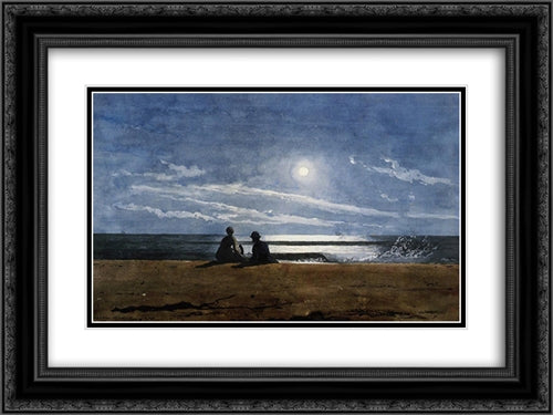 Moonlight 24x18 Black Ornate Wood Framed Art Print Poster with Double Matting by Homer, Winslow