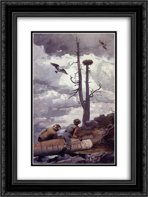 Osprey's Nest 18x24 Black Ornate Wood Framed Art Print Poster with Double Matting by Homer, Winslow