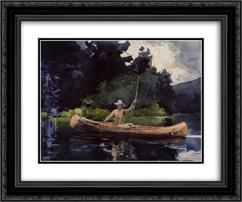 Playing Him 24x20 Black Ornate Wood Framed Art Print Poster with Double Matting by Homer, Winslow