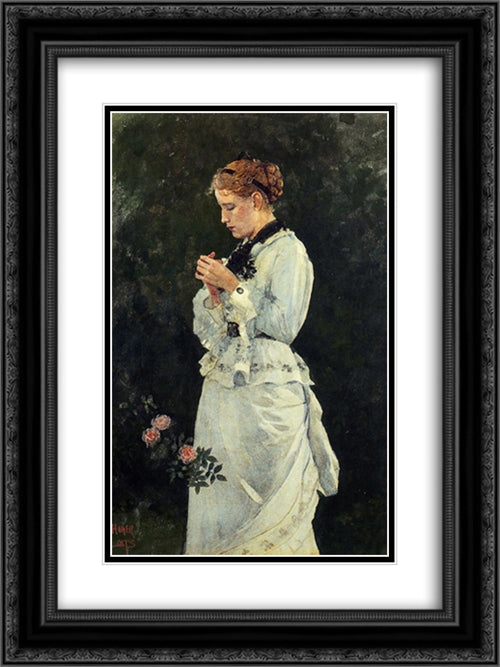 Portrait of a Lady 18x24 Black Ornate Wood Framed Art Print Poster with Double Matting by Homer, Winslow