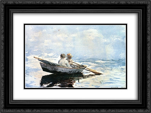 Rowboat 24x18 Black Ornate Wood Framed Art Print Poster with Double Matting by Homer, Winslow