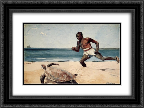 Rum Cay 24x18 Black Ornate Wood Framed Art Print Poster with Double Matting by Homer, Winslow