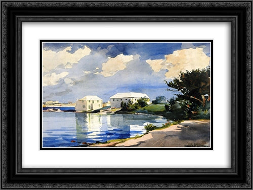 Salt Kettle, Bermuda 24x18 Black Ornate Wood Framed Art Print Poster with Double Matting by Homer, Winslow