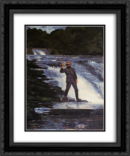 The Angler 20x24 Black Ornate Wood Framed Art Print Poster with Double Matting by Homer, Winslow