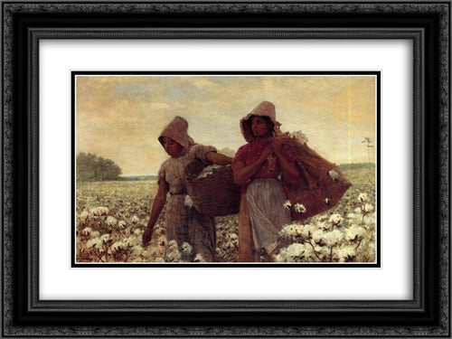 The Cotton Pickers 24x18 Black Ornate Wood Framed Art Print Poster with Double Matting by Homer, Winslow