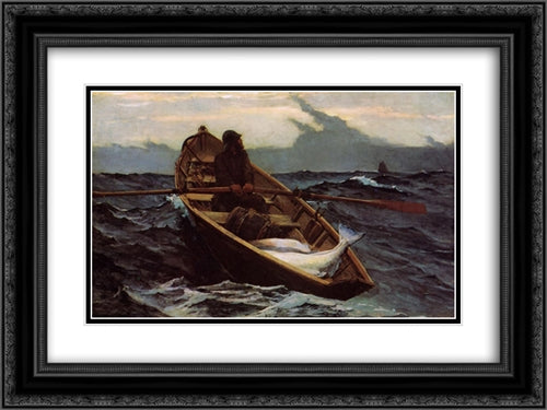 The Fog Warning 24x18 Black Ornate Wood Framed Art Print Poster with Double Matting by Homer, Winslow