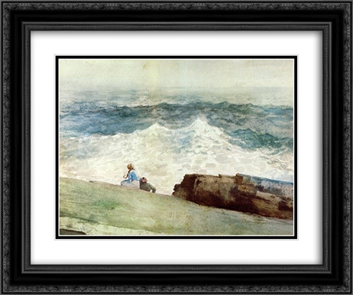 The Northeaster 24x20 Black Ornate Wood Framed Art Print Poster with Double Matting by Homer, Winslow